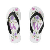 Tongs Enfants Lettre initiale W Plus Floral Design (Semelle)
