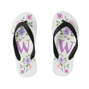 Tongs Enfants Lettre initiale W Plus Floral Design