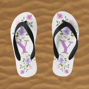 Tongs Enfants Lettre initiale Y Plus Floral Design