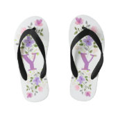 Tongs Enfants Lettre initiale Y Plus Floral Design (Semelle)