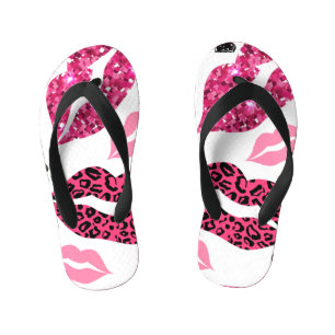 Tongs Enfants Lèvres scintillantes : Motif de mode Leopard