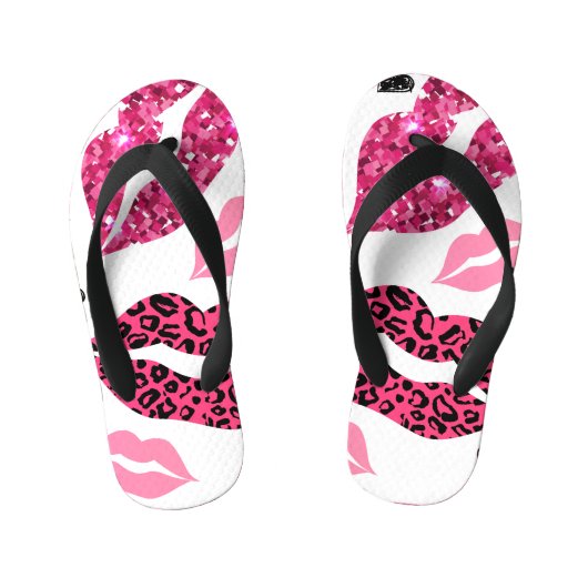 Tongs Enfants Lèvres scintillantes : Motif de mode Leopard (Semelle)