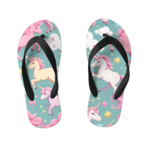 Tongs Enfants Licornes avec motif de nuages et d'étoiles