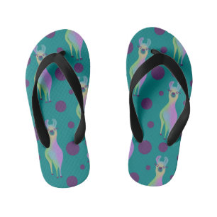 Tongs Enfants Llama Pointillé sur Teal
