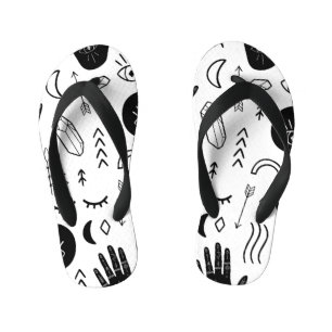 Tongs Enfants Mains magiques, lune, motif ethnique.