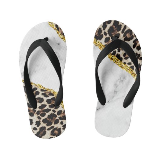 Tongs Enfants Marbre intérieur Leopard de luxe main Parties scin (Semelle)
