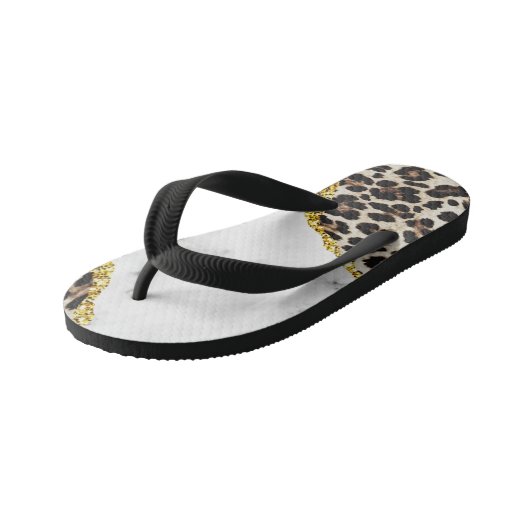 Tongs Enfants Marbre intérieur Leopard de luxe main Parties scin (Incliné)