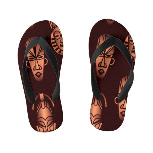 Tongs Enfants Masques africains ethniques, arrière - plans noirs