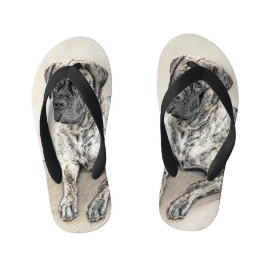 Tongs Enfants Mastiff anglais (Brindle) Peinture - Chien Art (Semelle)