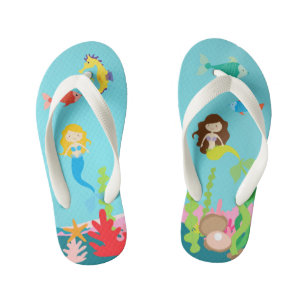 Tongs Enfants Mermaides Blonde & Brunette Undersea Life