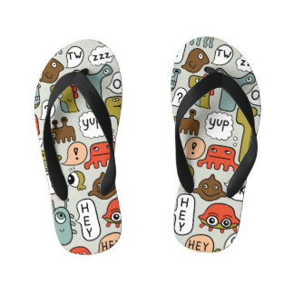Tongs Enfants Mignons monstres de dessin : Arrière - plan sans c