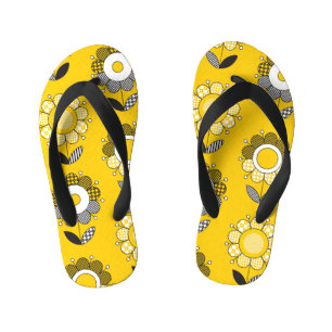 Tongs Enfants Modèle floral jaune simple
