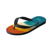 Tongs Enfants Monogramme arc-en-ciel Nom personnalisé Retro Suns (Incliné)