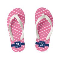 Monogramme Carré de baleines rose et bleue