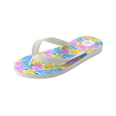 Tongs Enfants Monogramme - Emoji Design Drôle Visages Pastel (Incliné)