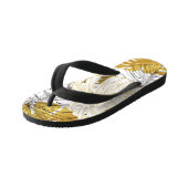 Tongs Enfants Monstera Feuilles : Blanc doré (Incliné)