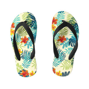 Tongs Enfants Monstère tropicale Hibiscus Motif d'été