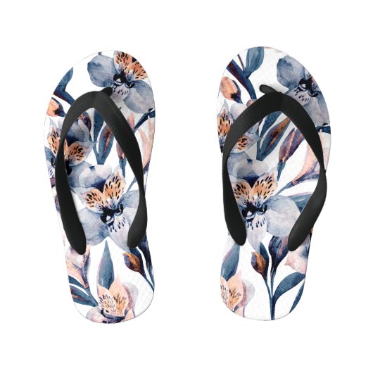 Tongs Enfants Moody Alstroemeria : Motif des fleurs d'aquarelle (Semelle)