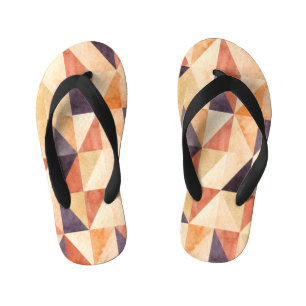 Tongs Enfants Mosaïque triangulaire Aquarelle Motif terrestre