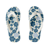 Tongs Enfants Motif à fleurs - Bleu foncé, Bleu clair et Crème (Semelle)