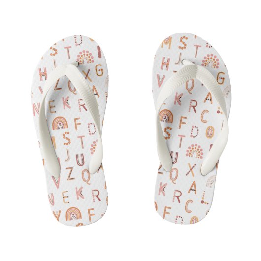 Tongs Enfants Motif Alphabet arc-en-ciel amusant (Semelle)