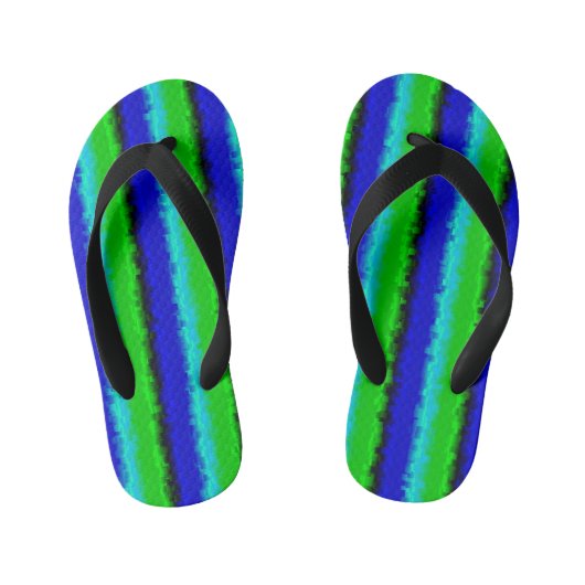 Tongs Enfants Motif arc-en-ciel bleu vert abstrait 3D (Semelle)