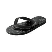 Tongs Enfants Motif Croquis Starfish Seashell en noir (Incliné)