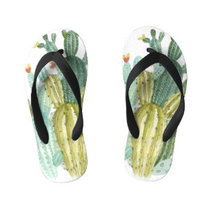 Tongs Enfants Motif d'aquarelle vintage Cactus Blooming