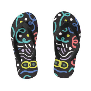 Tongs Enfants Motif de brosse dessiné à la main, lignes de zigza