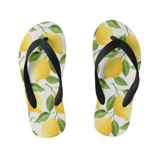 Tongs Enfants motif de citrons d'aquarelle (Semelle)