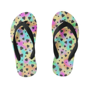 Tongs Enfants Motif de cœur coloré dans les couleurs des années