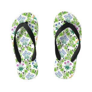 Tongs Enfants Motif de fond vert floral-15232