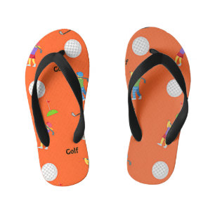 Tongs Enfants Motif de golf sur orange