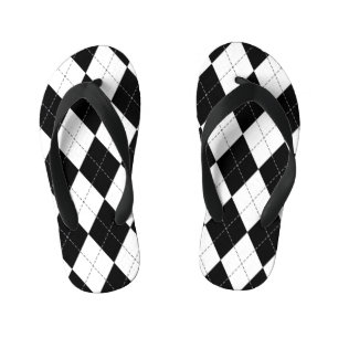 Tongs Enfants Motif de Jacquard géométrique noir blanc
