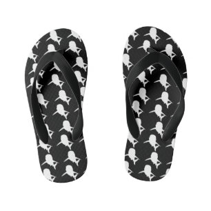 Tongs Enfants Motif de requin-baleine noire et blanche Ombre