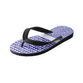 Tongs Enfants Motif de triangle de géométrie bleue nom personnal (Incliné)