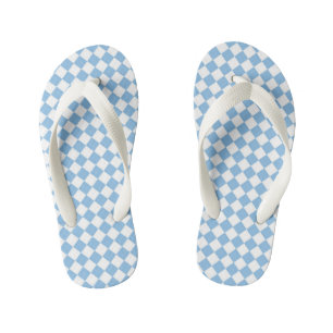 Tongs Enfants Motif diamant à carreaux bleu blanc