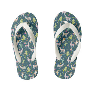 Tongs Enfants Motif d'indicateur Llama Watercolor