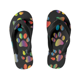 Tongs Enfants Motif Empreinte de patte coloré (noir)