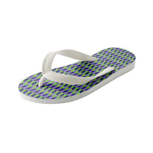 Tongs Enfants Motif géométrique violet et vert (Incliné)