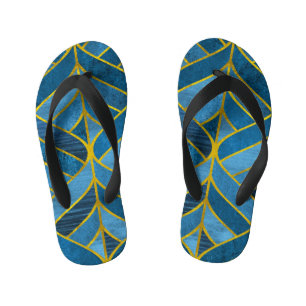 Tongs Enfants Motif Gold Blue Grunge