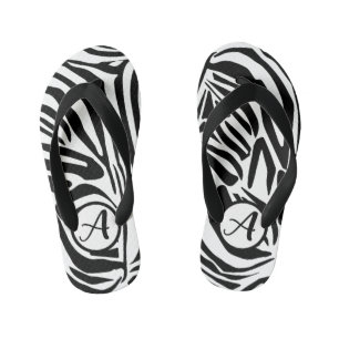 Tongs Enfants Motif Imprimé Zèbre Noir et Blanc Audacieux