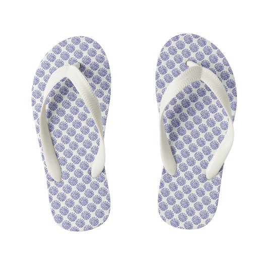 Tongs Enfants Motif indigo bleu foncé rayé sur blanc (Semelle)