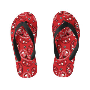 Tongs Enfants Motif Paisley avec Arrière - plan rouge-23214