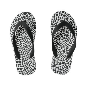 Tongs Enfants Motif Psychédélique Noir Et Blanc