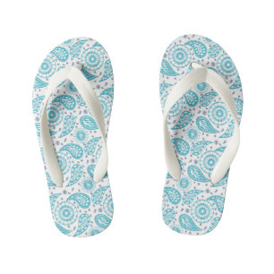 Tongs Enfants motif turquoise Paisley.