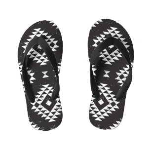 Tongs Enfants Navajo Géométrique : Tribal Blanc Noir.