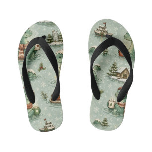 Tongs Enfants Nessie de Noël Monstre du Loch Ness Confortable Cr