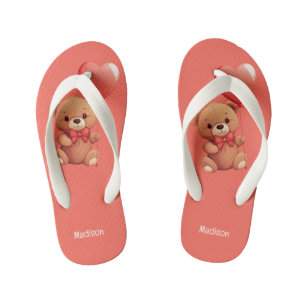 Tongs Enfants Nom personnalisé Love Teddy