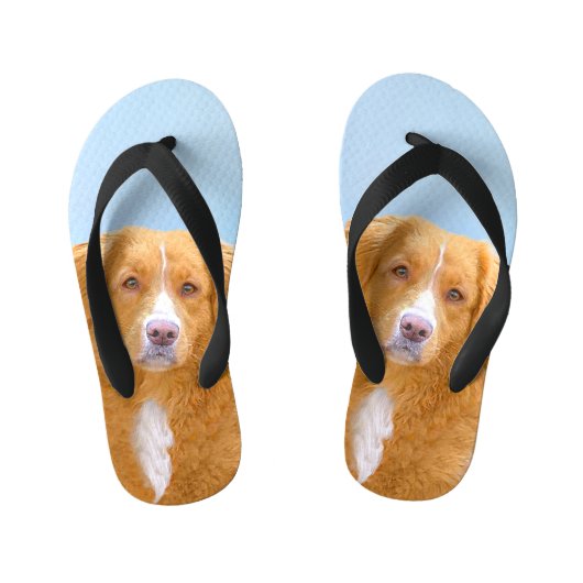 Tongs Enfants Nouvelle-Écosse Peinture de chien pour l'essayeur (Semelle)